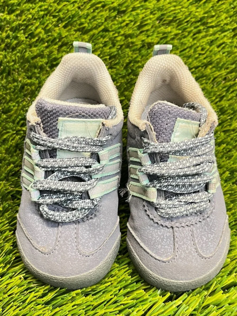 Adidas Samoa Toddler Size 4K Gray White‎ Athletic Walking Leather Shoes Sneakers